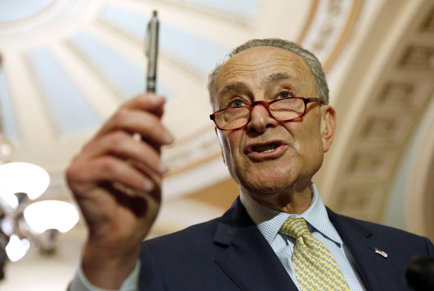 Senate Minority Leader Chuck Schumer (D-NY) speaks after the Democratic weekly policy lunch on Capitol Hill in Washington, U.S., June 19, 2018. REUTERS/Joshua Roberts