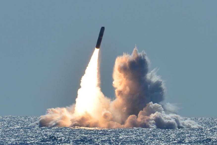 An unarmed Trident II D5 missile launches from the Ohio-class ballistic missile submarine USS Nebraska (SSBN 739) off the coast of California. (U.S. Navy photo by Mass Communication Specialist 1st Class Ronald Gutridge/Released)