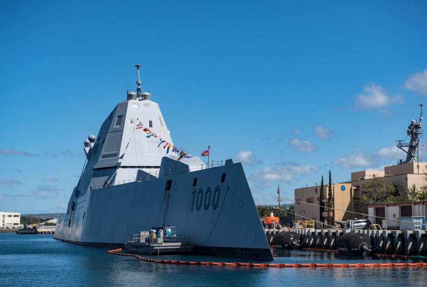  PEARL HARBOR, Hawaii (Apr. 4, 2019) Guided-missile destroyer USS Zumwalt (DDG 1000) is pierside in Pearl Harbor during a port visit. Zumwalt is conducting the port visit as part of its routine operations in the eastern Pacific.