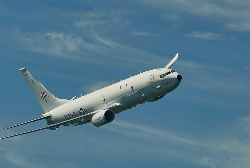 The U.S. Navy’s P-8A Poseidon takes flight just off the coast of Naval Air Station Patuxent River during testing of an enhanced Search and Rescue (SAR) kit.