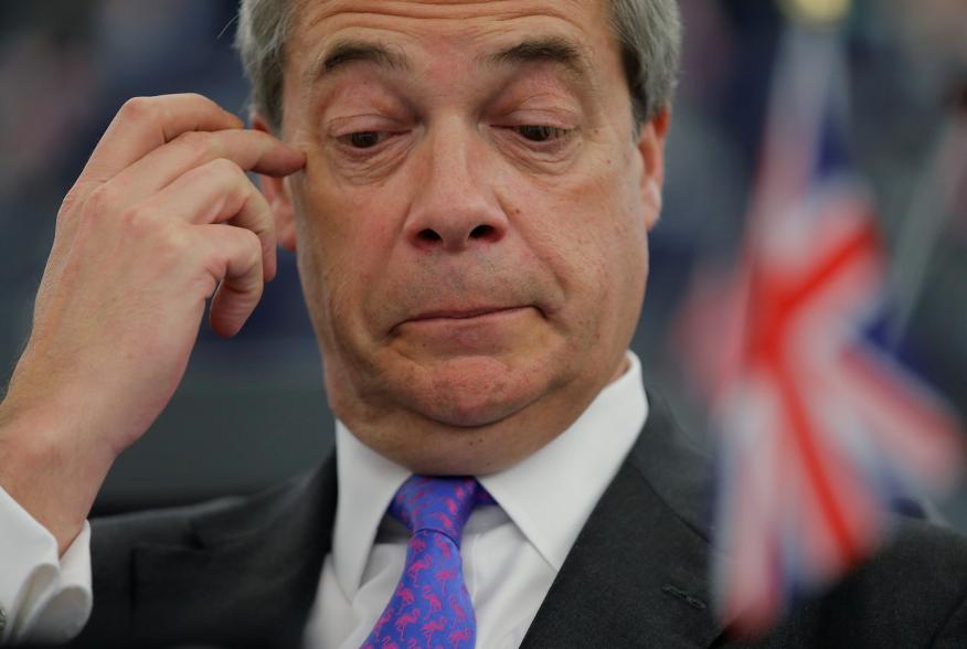 Brexit campaigner and Member of the European Parliament Nigel Farage attends a debate on the guidelines on the framework of future EU-UK relations at the European Parliament in Strasbourg, France, March 13, 2018. REUTERS/Vincent Kessler