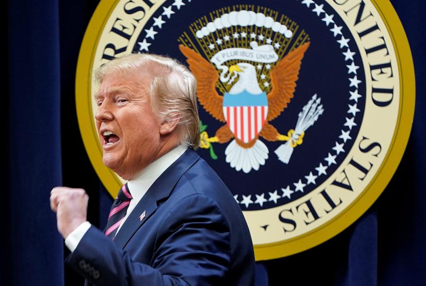 U.S. President Donald Trump speaks during the "White House Summit on Transforming Mental Health Treatment to Combat Homelessness, Violence, & Substance Abuse" at the White House in Washington, U.S., December 19, 2019. REUTERS/Joshua Roberts