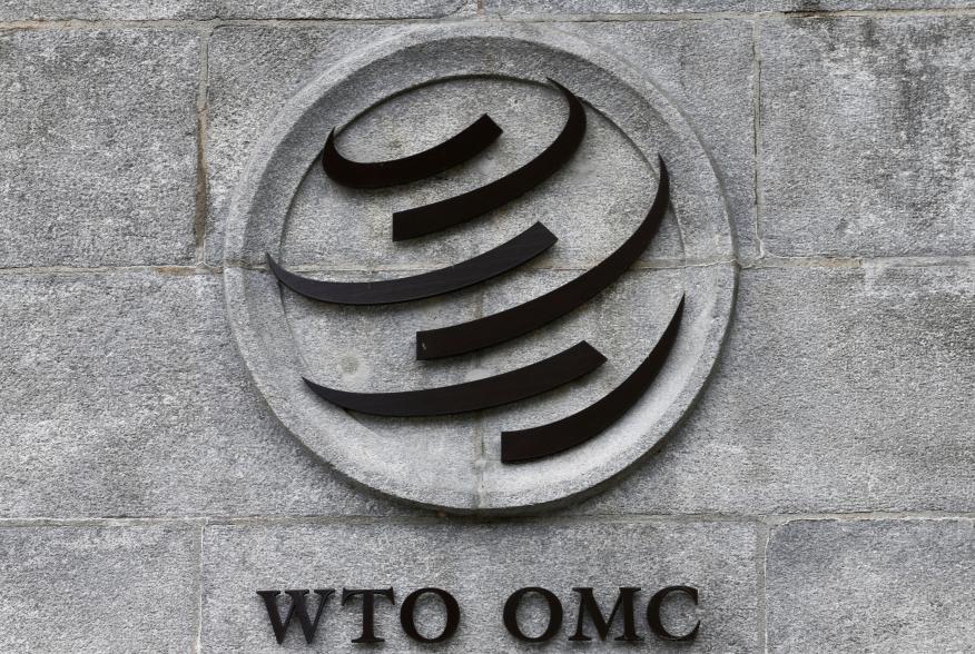 A World Trade Organization (WTO) logo is pictured on their headquarters in Geneva, Switzerland, June 3, 2016. REUTERS/Denis Balibouse