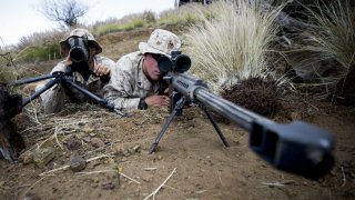 U.S. Marines attached to Scout Sniper Platoon, Weapons Company, 1st Battalion, 3rd Marine Regiment, 