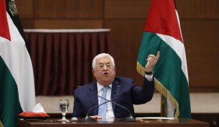 Palestinian President Mahmoud Abbas speaks during a leadership meeting in Ramallah, in the Israeli-occupied West Bank May 19, 2020. Alaa Badarneh/Pool via REUTERS