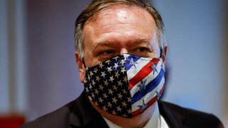 U.S. Secretary of State Mike Pompeo departs a meeting with members of the U.N. Security Council about Iran's alleged non-compliance with a nuclear deal at the United Nations in New York, U.S., August 20, 2020. REUTERS/Mike Segar/Pool