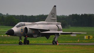 Rollout Västerås 2013 SAAB J37 Viggen. Flickr/Jean-Pierre Bovin. Creative Commons Attribution-NoDerivs 2.0 Generic license.