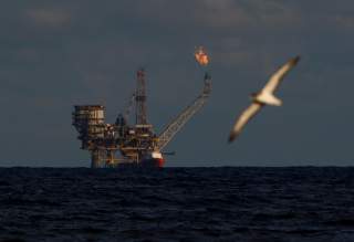 A seagull flies in front of an oil platform in the Bouri Oilfield some 70 nautical miles north of the coast of Libya, October 5, 2017. REUTERS/Darrin Zammit Lupi