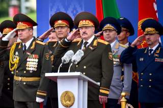 Belarussian President Alexander Lukashenko salutes during a military parade marking the Independence Day in Minsk, Belarus July 3, 2018. Sergei Gapon/Pool via REUTERS