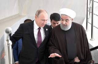 Russian President Vladimir Putin and Iranian President Hassan Rouhani attend a meeting during the Fifth Caspian Summit in Aktau, Kazakhstan August 12, 2018. Sputnik/Alexei Nikolsky/Kremlin via REUTERS 