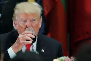 U.S. President Donald Trump sips Diet Coke from his wine glass after a toast during a luncheon for world leaders at the 73rd session of the United Nations General Assembly in New York, U.S., September 25, 2018. REUTERS/Carlos Barria