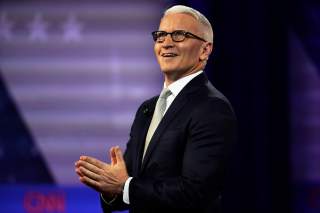 CNN's Anderson Cooper moderates a televised townhall with Democratic 2020 U.S. presidential candidate and former Vice President Joe Biden, in Los Angeles, California, U.S. October 10, 2019. REUTERS/Mike Blake