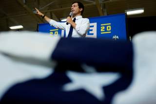 Pete Buttigieg, South Bend Mayor and Democratic presidential hopeful, speaks at a campaign event at Saint Ambrose University in Davenport, Iowa, U.S. September 24, 2019. REUTERS/Elijah Nouvelage