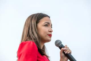 Representative Alexandria Ocasio-Cortez speaks during a campaign rally for Senator Bernie Sanders at Venice Beach in Los Angeles, California, U.S., December 21, 2019. REUTERS/Monica Almeida