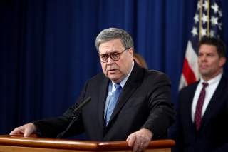 U.S. Attorney General William Barr and FBI Deputy Director David Bowdich announce the findings of the criminal investigation into the Dec. 6, 2019, shootings at the Pensacola Naval Air Station in Florida during a news conference at the Justice Department 