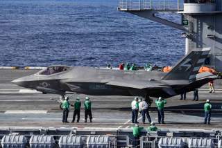 An F-35C Lightning II carrier variant joint strike fighter prepares to take off from the aircraft carrier USS Dwight D. Eisenhower in the Atlantic Ocean in this U.S. Navy picture taken October 4, 2015. Picture taken October 4, 2015. 