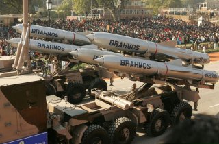 India's Brahmos supersonic cruise missiles, mounted on a truck, pass by during a full dress rehearsal for the Republic Day parade in New Delhi, India, January 23, 2006. REUTERS/Kamal Kishore/File Photo TPX IMAGES OF THE DAY