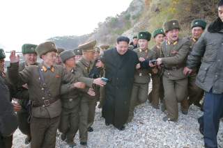 North Korean leader Kim Jong Un inspects the defence detachment on Mahap Islet in the western sector of the front in this undated photo released by North Korea's Korean Central News Agency (KCNA) in Pyongyang November 11, 2016. REUTERS/KCNA