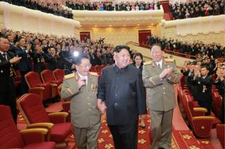 North Korean leader Kim Jong Un reacts during a celebration for nuclear scientists and engineers who contributed to a hydrogen bomb test, in this undated photo released by North Korea's Korean Central News Agency (KCNA) in Pyongyang on September 10, 2017.