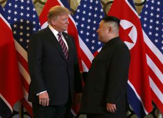 U.S. President Donald Trump and North Korean leader Kim Jong Un meet during the second U.S.-North Korea summit at the Metropole Hotel in Hanoi, Vietnam February 27, 2019. REUTERS/Leah Millis