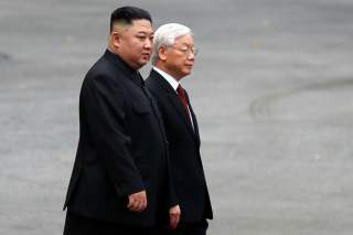 North Korea's leader Kim Jong Un attends a welcoming ceremony at the Presidential Palace in Hanoi, Vietnam March 1, 2019. REUTERS/Kham/Pool