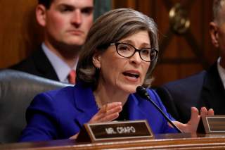 U.S. Senator Joni Ernst (R-IA) asks a question as U.S. Attorney General William Barr testifies before a Senate Judiciary Committee hearing entitled 