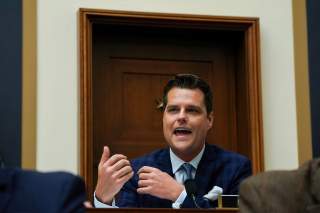 Rep. Matt Gaetz (R-FL) speaks as former Trump campaign manager Corey Lewandowski testifies before a House Judiciary Committee hearing on 