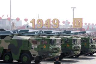 Military vehicles carrying hypersonic missiles DF-17 travel past Tiananmen Square during the military parade marking the 70th founding anniversary of People's Republic of China, on its National Day in Beijing, China October 1, 2019. REUTERS/Jason Lee