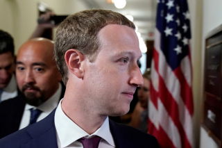  Facebook Chief Executive Mark Zuckerberg enters the office of U.S. Senator Josh Hawley (R-MO) while meeting with lawmakers to discuss 