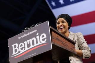 U.S. Representative Ilhan Omar (D-MN) speaks during a campaign rally by Democratic 2020 U.S. presidential candidate Senator Bernie Sanders at Williams Arena at the University of Minnesota - Minneapolis in Minneapolis, Minnesota, U.S. November 3, 2019.