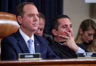 U.S. Representative Adam Schiff, the chairman of the House Intelligence Committee, and ranking Republican Devin Nenes (R-CA) conduct a House Intelligence Committee hearing as part of the impeachment inquiry into U.S. President Donald Trump on Capitol Hill