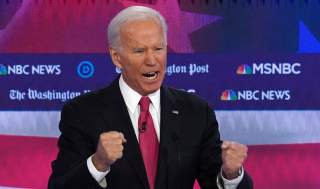 Former Vice President Joe Biden speaks during the U.S. Democratic presidential candidates debate at the Tyler Perry Studios in Atlanta, Georgia, U.S. November 20, 2019. REUTERS/Brendan McDermid