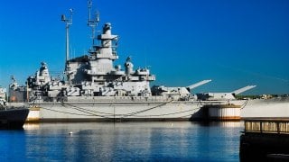 U.S. Navy Battleship at Dock