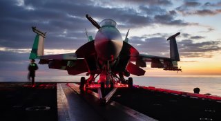 U.S. Navy Hornet Fighter on Aircraft Carrier