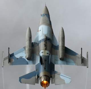 A U.S. Air Force F-16 Fighting Falcon takes off during the Joint Forces Demonstration Arctic Thunder Open House on Joint Base Elmendorf-Richardson (JBER), Alaska, June 30, 2018.