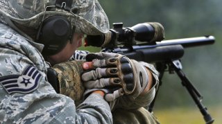 Air Force Staff Sgt. Ryan Link trains with the M24 Sniper Weapon System on Joint Base Elmendorf-Richardson, Alaska, July 11, 2014. U.S. Air Force photo by Justin Connaher