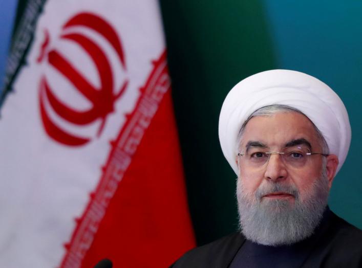 FILE PHOTO: Iranian President Hassan Rouhani attends a meeting with Muslim leaders and scholars in Hyderabad, India, February 15, 2018. REUTERS/Danish Siddiqui/File Photo