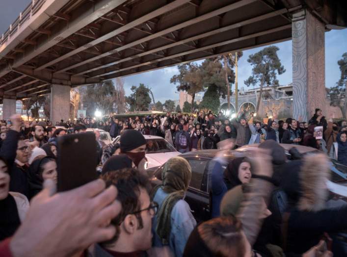 Protesters demonstrate in Tehran, Iran January 11, 2020 in this picture obtained from social media by Reuters via REUTERS