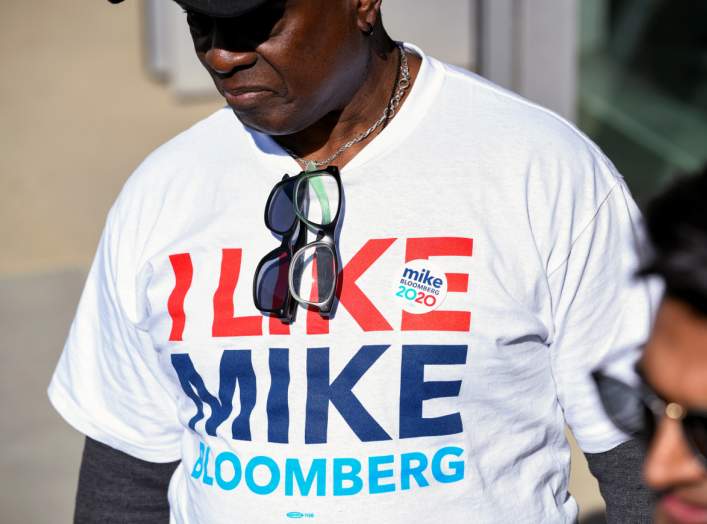 A t-shirt supporting Democratic presidential candidate Michael Bloomberg is seen at a Bloomberg campaign visit at the Dollarhide Community Center in Compton, California, U.S. February 3, 2020. REUTERS/Andrew Cullen