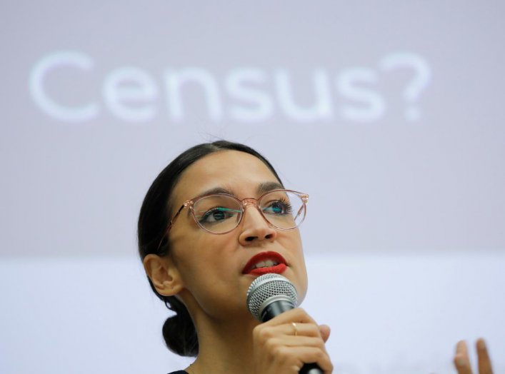 U.S. Rep. Alexandria Ocasio-Cortez (D-NY) participates in a Census Town Hall at the Louis Armstrong Middle School in Queens, New York City, U.S., February 22, 2020. REUTERS/Andrew Kelly