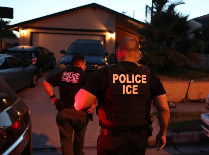 ICE Field Office Director, Enforcement and Removal Operations, David Marin and U.S. Immigration and Customs Enforcement's (ICE) Fugitive Operations team arrive to arrest a Mexican national at a home in Paramount, California, U.S., March 1, 2020. REUTERS/L