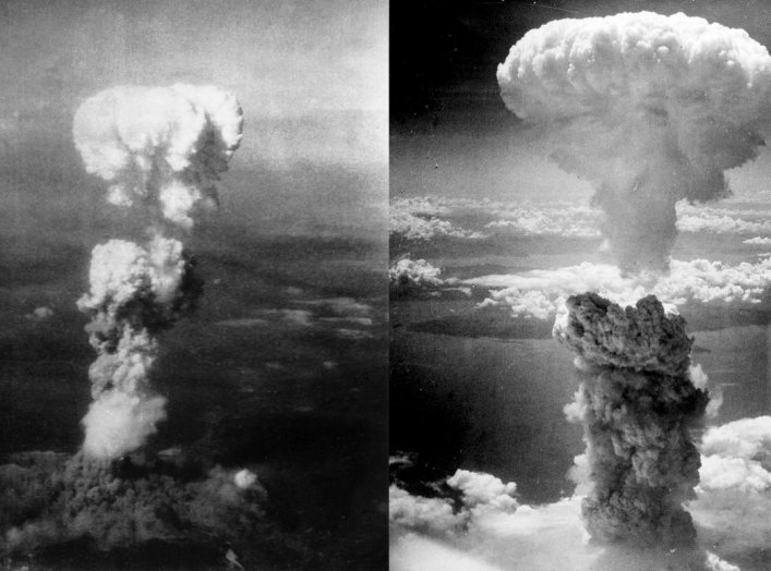 By George R. Caron - Nagasakibomb.jpgAtomic_cloud_over_Hiroshima.jpg, Public Domain, https://commons.wikimedia.org/w/index.php?curid=12204929