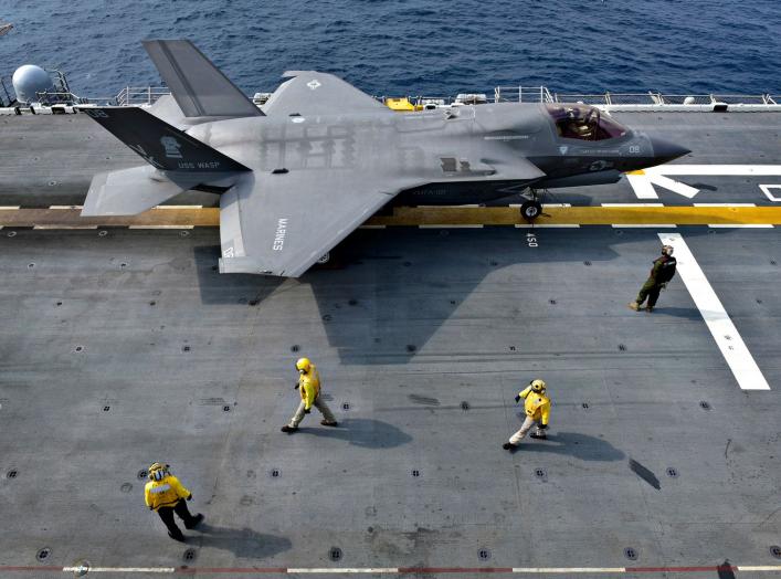 By Official U.S. Navy Page from United States of AmericaMC1 Daniel Barker/U.S. Navy - An F-35B Lightning II aircraft is secured aboard USS Wasp (LHD 1)., Public Domain, https://commons.wikimedia.org/w/index.php?curid=77578221