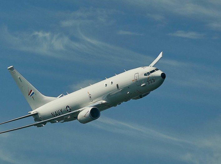 The U.S. Navy’s P-8A Poseidon takes flight just off the coast of Naval Air Station Patuxent River during testing of an enhanced Search and Rescue (SAR) kit.