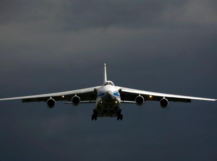 A Russian Ruslan An-124 cargo plane approaches the tarmac at the Aurora International Airport in Guatemala City June 27, 2007. The giant aircraft arrived with a special delivery for the Russian delegation that will participate in the International Olympic