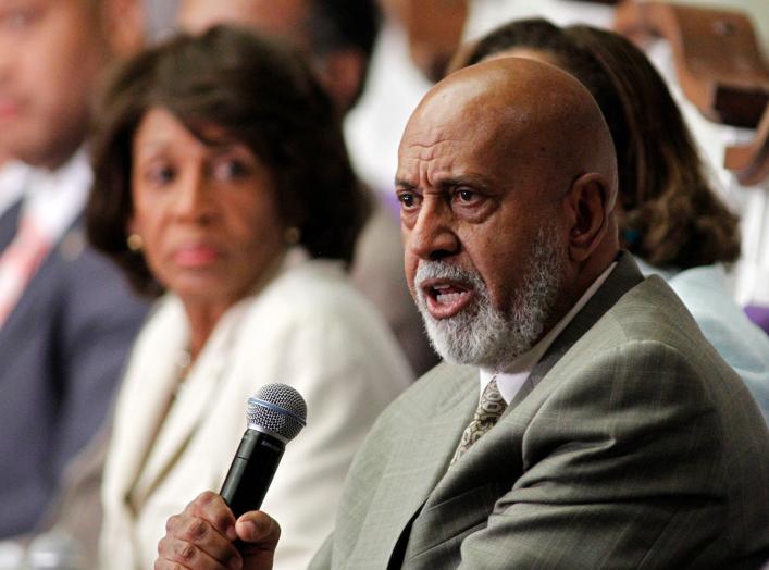 U.S. Rep. Alcee Hastings (R) of Florida speaks at a U.S. Congressional Black Caucus 'Town Meeting' at Mt. Hermon AME church in Miami Gardens, Florida August 22, 2011, as U.S. Rep. Maxine Waters of California watches. REUTERS/Joe Skipper