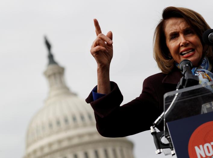 House Minority Leader Nancy Pelosi speaks during a rally against the Republican tax bill on Capitol Hill in Washington, U.S., November 15, 2017. REUTERS/Aaron P. Bernstein