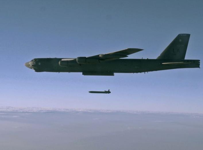 An unarmed AGM-86B Air-Launched Cruise Missile is released from a B-52H Stratofortress over the Utah Test and Training Range during a Nuclear Weapons System Evaluation Program sortie, 80miles west of Salt Lake City, Utah, U.S., September 22, 2014. Picture