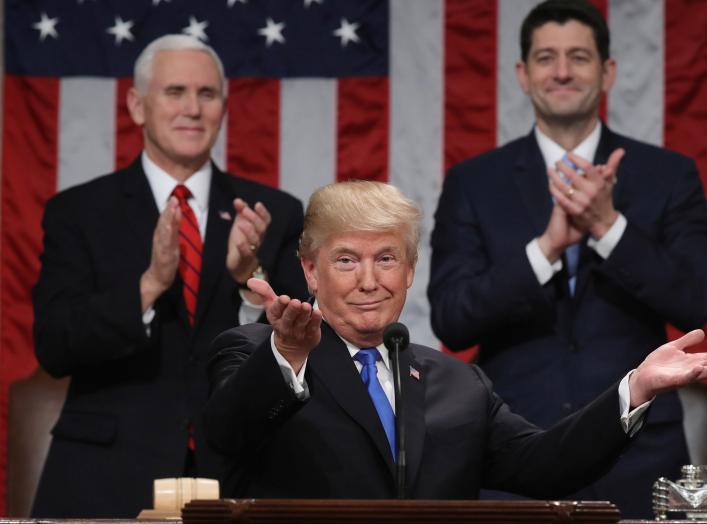 U.S. President Donald Trump delivers his first State of the Union address to a joint session of Congress inside the House Chamber on Capitol Hill in Washington, U.S., January 30, 2018. REUTERS/Win McNamee/Pool 