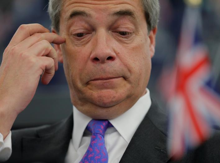 Brexit campaigner and Member of the European Parliament Nigel Farage attends a debate on the guidelines on the framework of future EU-UK relations at the European Parliament in Strasbourg, France, March 13, 2018. REUTERS/Vincent Kessler